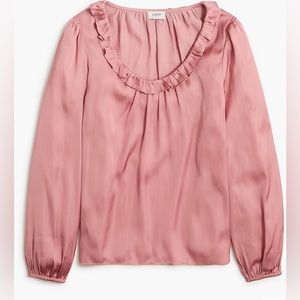 J. Crew Factory Pink Ruffleneck Blouse